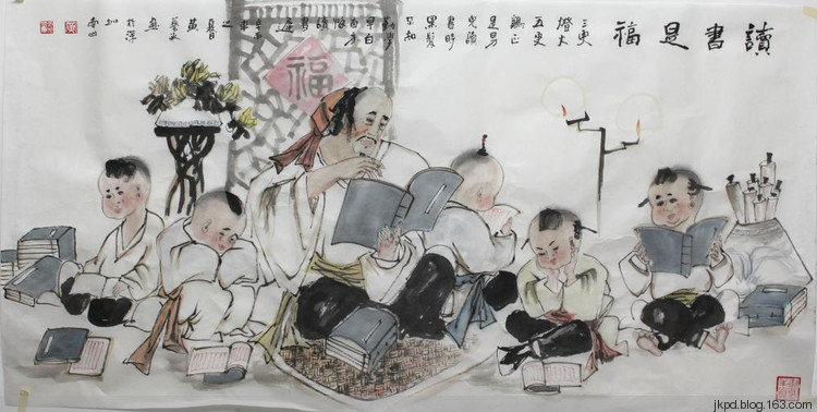古人读书简,读书古人水墨画,q版古人读书_大山谷图库